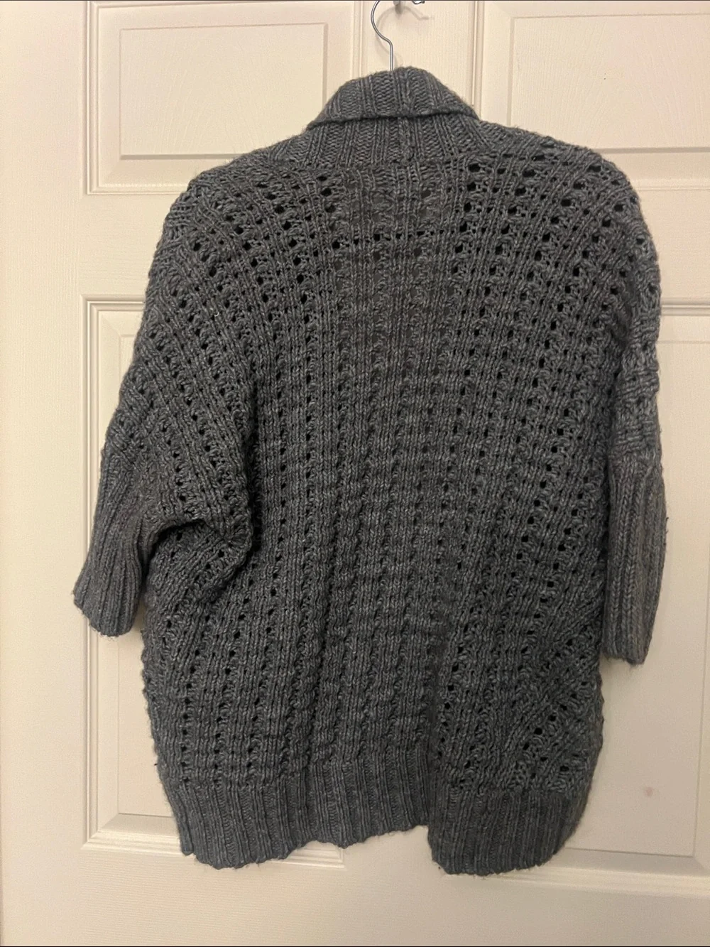 Express Gray Chunky Open-Front Shawl Collar Cardigan
